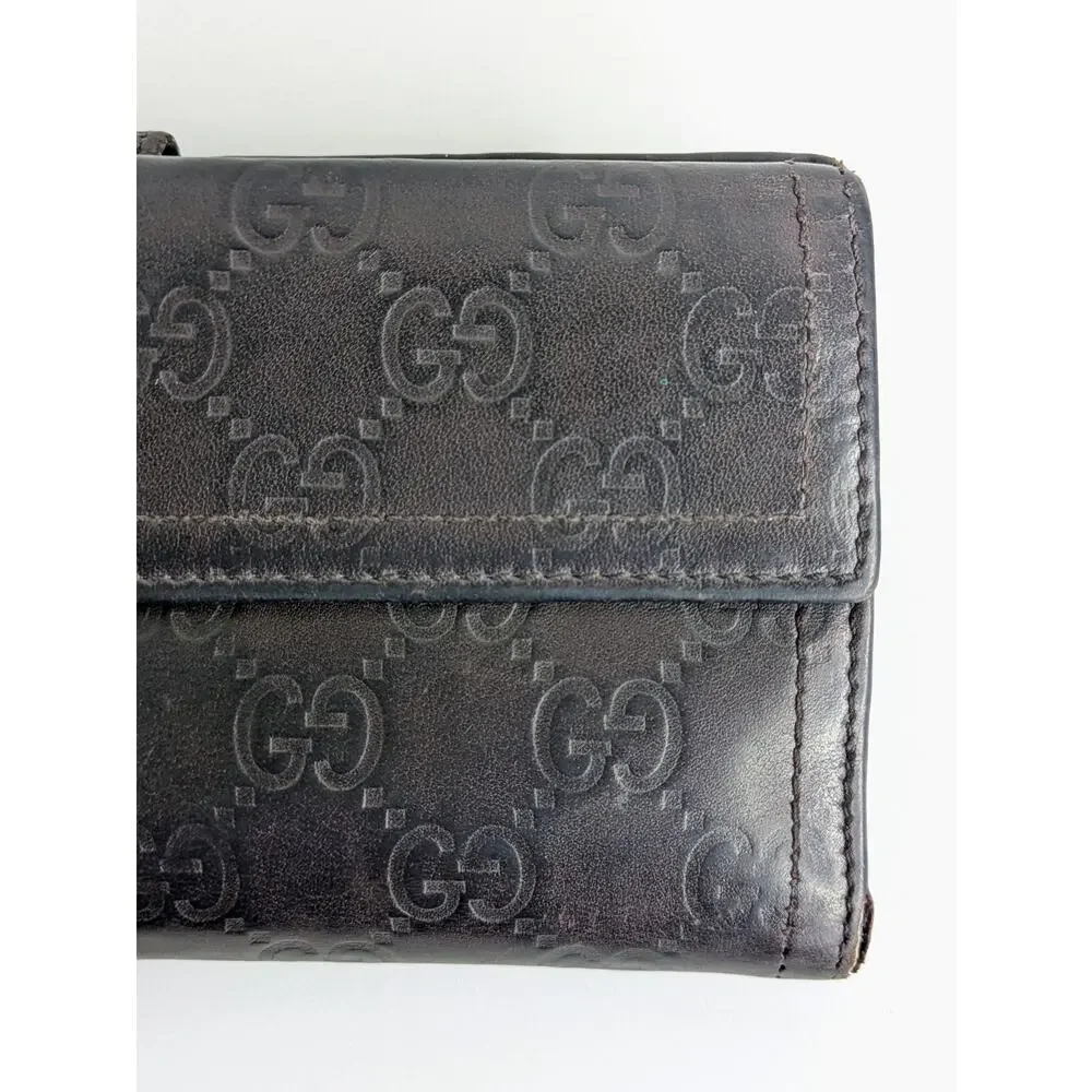 Gucci Guccissima Hysteria Continental Wallet Brown Leather GG Logo Bifold Snap